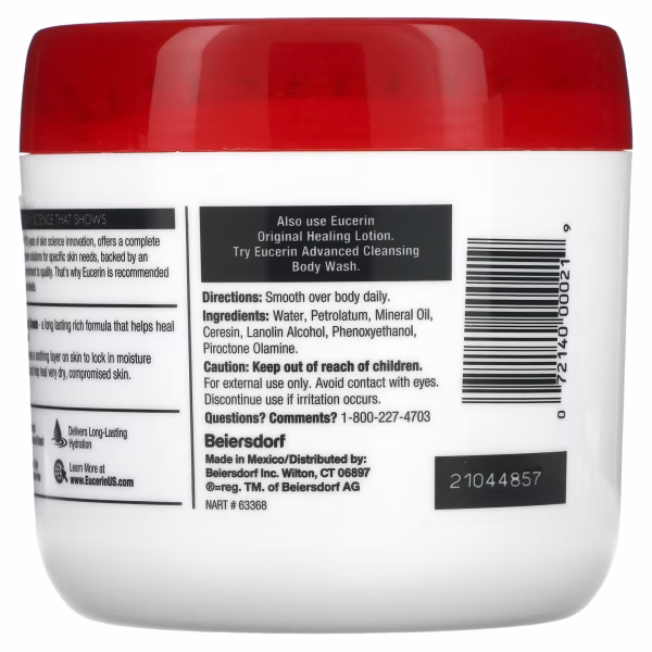 Eucerin, Original Healing Cream, Extremely Dry, Compromised Skin, Fragrance Free, 16 oz (454 g) - Image 2