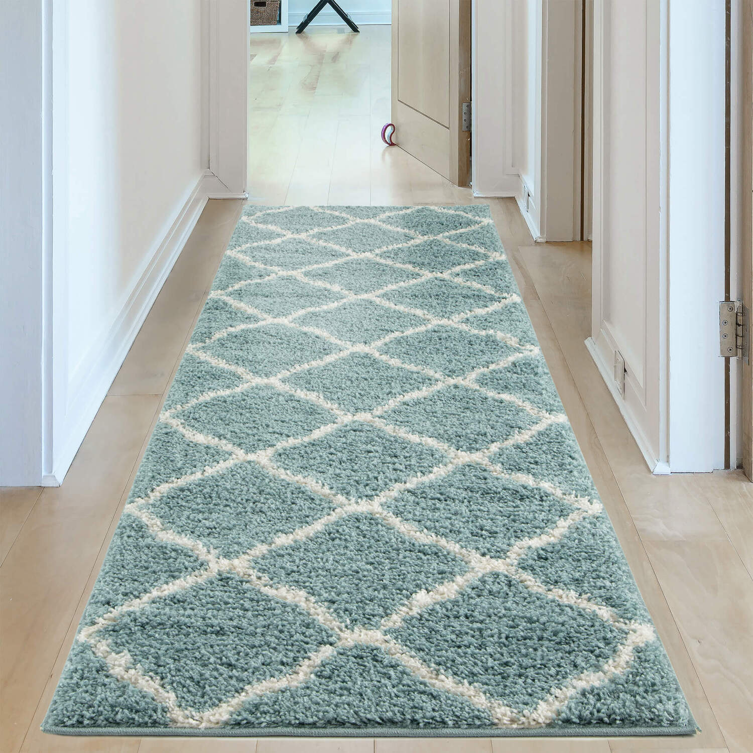 Myshaggy Moroccan Design Rug - Duck Egg Blue / 80x300cm Runner - Image 3