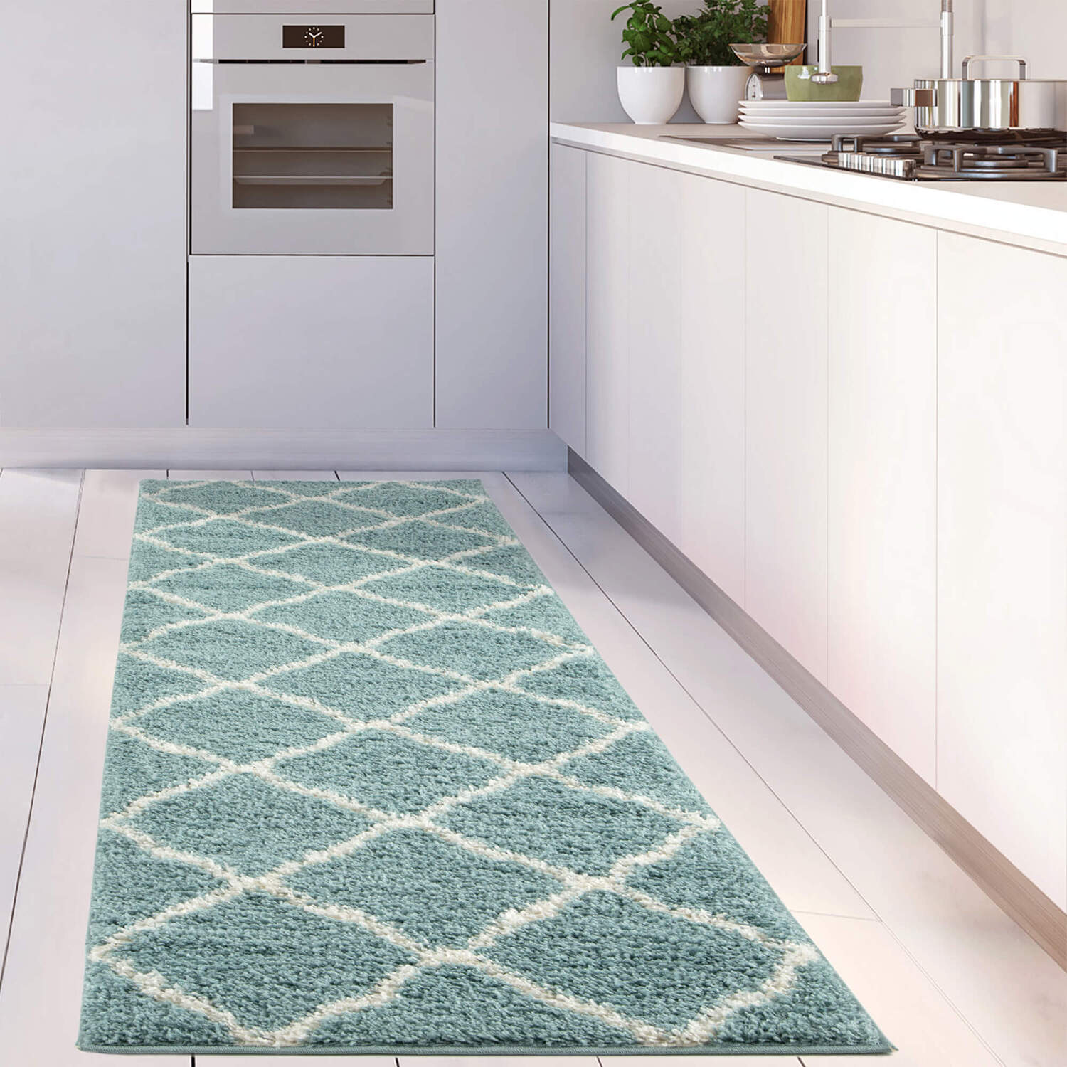 Myshaggy Moroccan Design Rug - Duck Egg Blue / 80x300cm Runner - Image 6