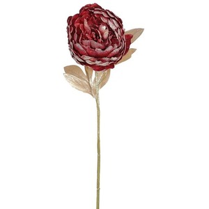 Artificial Metallic Peony Stem - Red