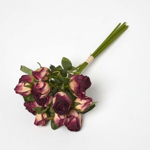 Artificial Bouquet of Dried Burgundy Roses - Burgundy