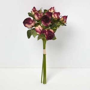 Artificial Bouquet of Dried Burgundy Roses - Burgundy - Image 2