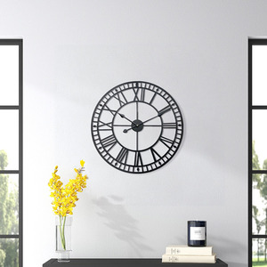 Metal Roman Numeral Wall Clock - Black