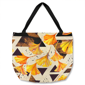 Orange Flowers And Triangles Tote bag - Orange