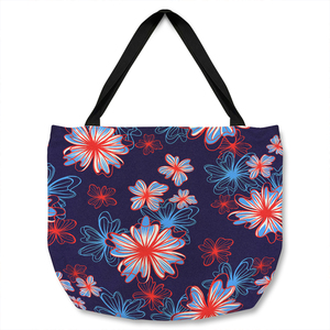 Red White Blue Flower Print Tote bag - Pink