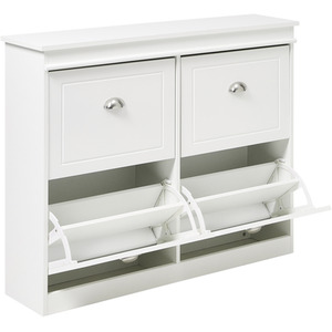 2-Tier Flip Down Shoe Cabinet - White