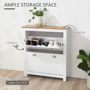 HOMCOM 2 Drawer Shoe Cabinet - Image 3