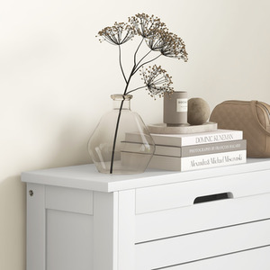 HOMCOM 3 Flip Drawers Narrow Shoe Storage Cabinet - White - Image 3