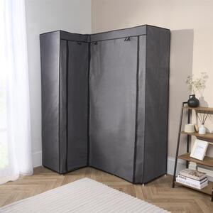 Fabric Canvas Corner Wardrobe - Grey - Image 2