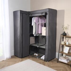Fabric Canvas Corner Wardrobe - Grey - Image 3
