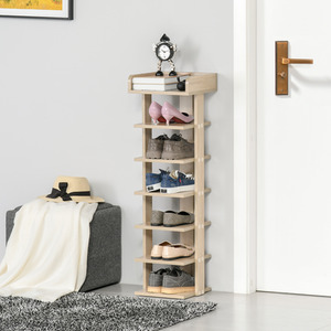 HOMCOM 7 Tier Shoe Rack - Natural