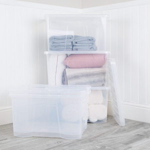 Wham Crystal 5x 60L Plastic Storage Boxes with Lids