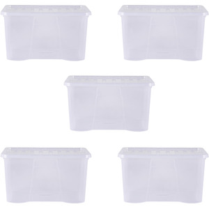 Wham Crystal 5x 60L Plastic Storage Boxes with Lids - Image 4