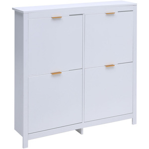 Flip Down Wood Shoe Cabinet in White - White
