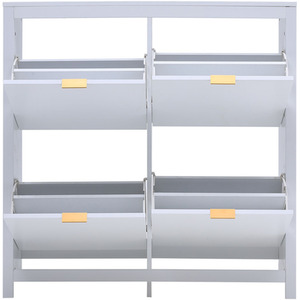 Flip Down Wood Shoe Cabinet in White - White - Image 4