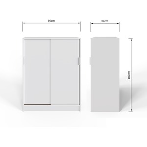 Leighton Sliding Door Shoe Cabinet - White
