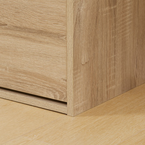 HOMCOM Upholstered Shoe Storage Bench with Cabinet, Hidden Space for Entryway - Natural Wood Effect