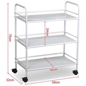 3 Shelf Portable Storage Trolley - White