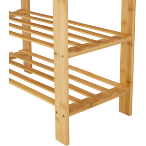 Bamboo Bench with 2 Tier Shoe Rack - Natural Wood Colour - Image 4
