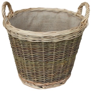 Unpeeled Hessian Lined Wicker Log Basket